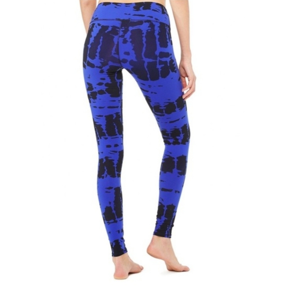 ALO Yoga Airbrush Electric Blue Tie Dye Leggings Size Small